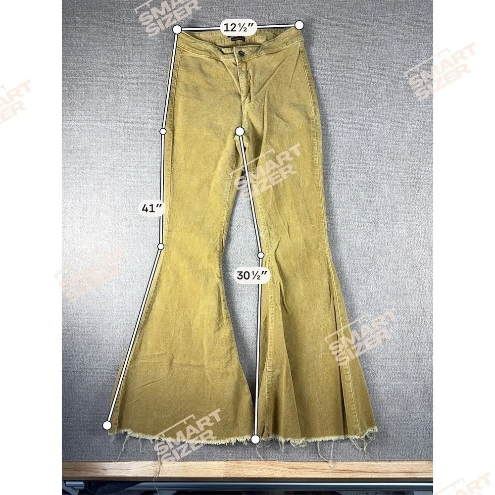 Lucky & Blessed Pants Womens Size 6 Beige‎ High Rise Flare Wide Leg Fray